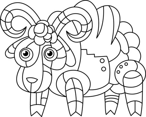 Abstract Sheep Coloring Page